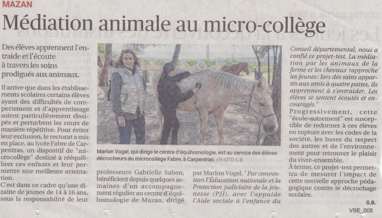 Médiation animale au micro-collège